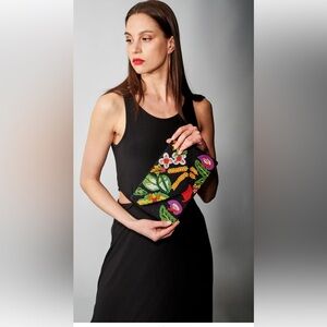 Aratta Fantasy Hand Embellished Black Beaded Clutch Bag. Brand new.
